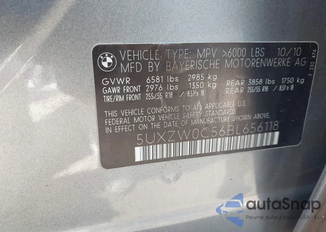 5UXZW0C56BL656118: 42949629