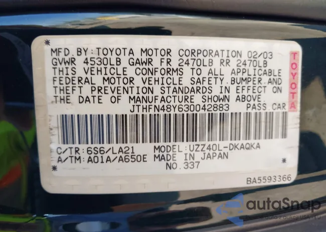 JTHFN48Y630042883: 42949657