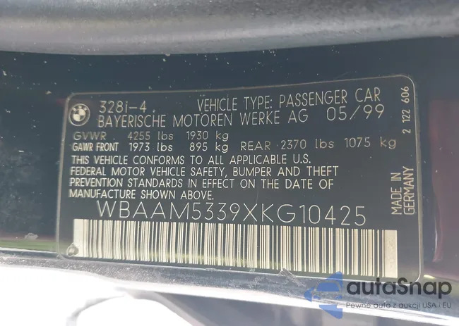 WBAAM5339XKG10425: 42949749