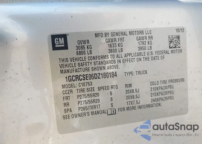 1GCRCSE06DZ180184: 42949780