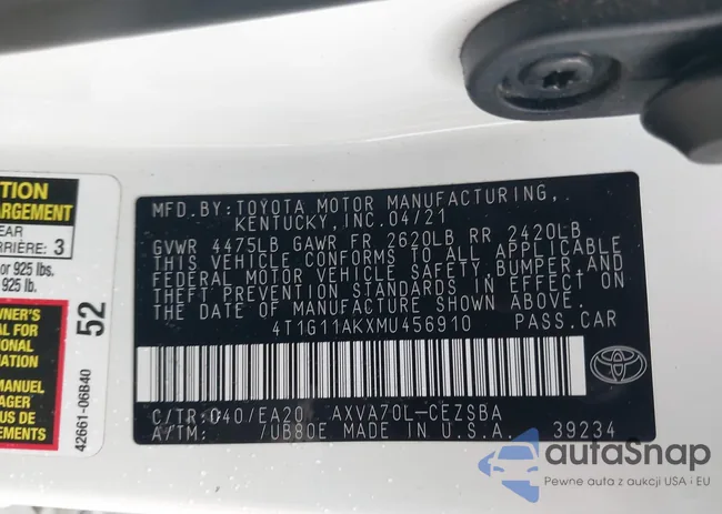 4T1G11AKXMU456910: 42949903