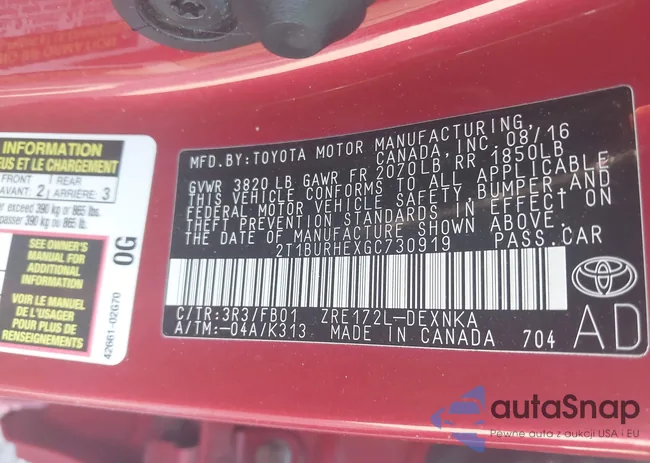 2T1BURHEXGC730919: 42949929