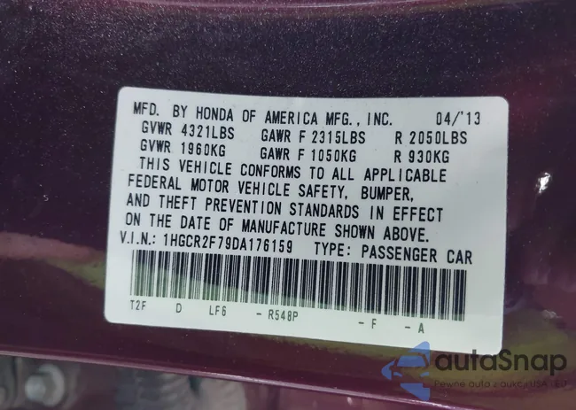 1HGCR2F79DA176159: 42949973