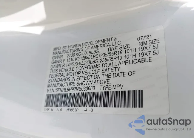 5FNRL6H92NB030680: 42950088