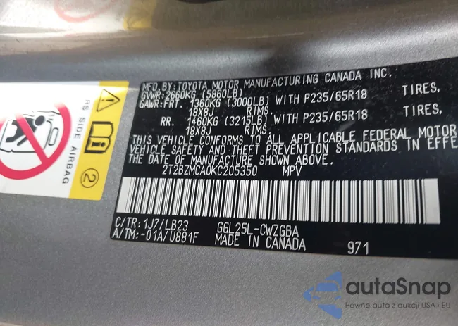 2T2BZMCA0KC205350: 42949160