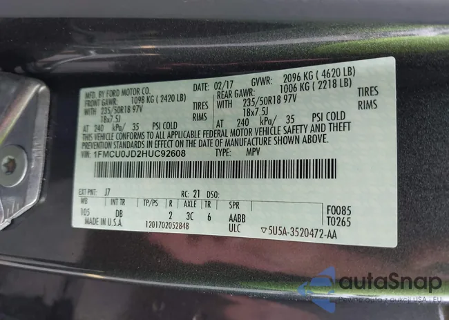 1FMCU0JD2HUC92608: 42949193