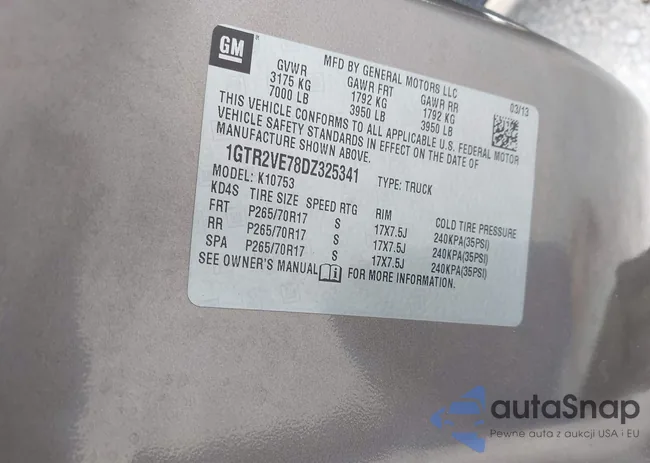 1GTR2VE78DZ325341: 42949321