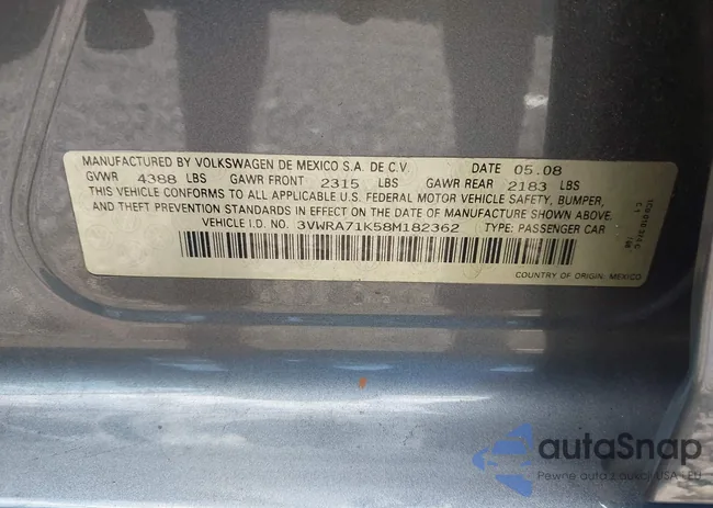 3VWRA71K58M182362: 42950513