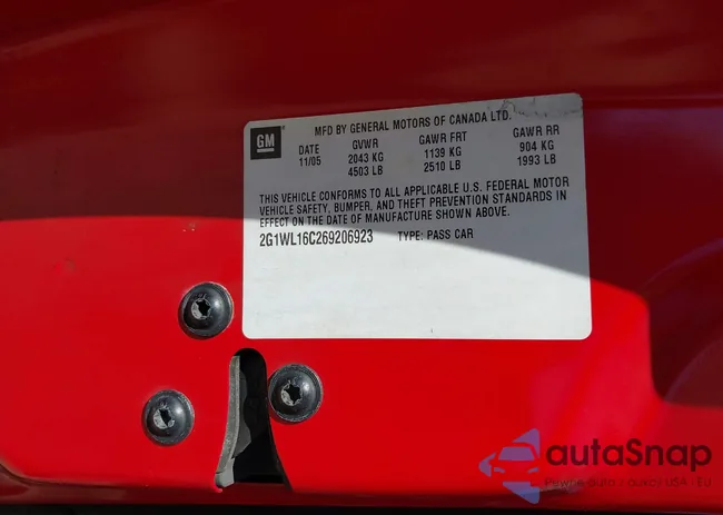 2G1WL16C269206923: 42950854