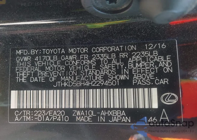 JTHKD5BH4H2294501: 42950905