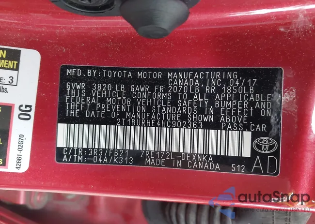 2T1BURHE4HC902363: 42950993