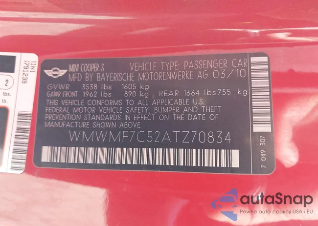 WMWMF7C52ATZ70834: 42950352