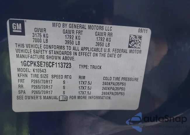 1GCPKSE76CF113723: 42950460