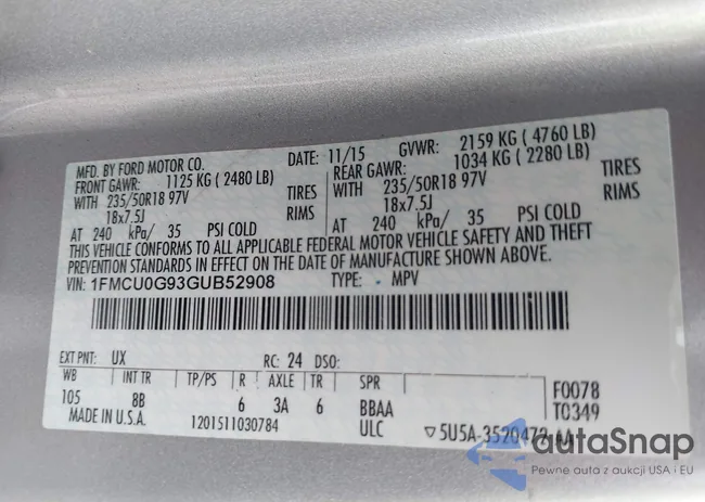 1FMCU0G93GUB52908: 42951694