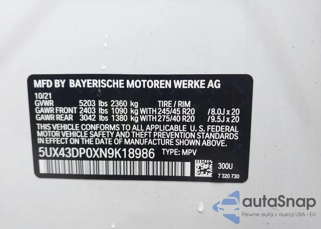 5UX43DP0XN9K18986: 42951708