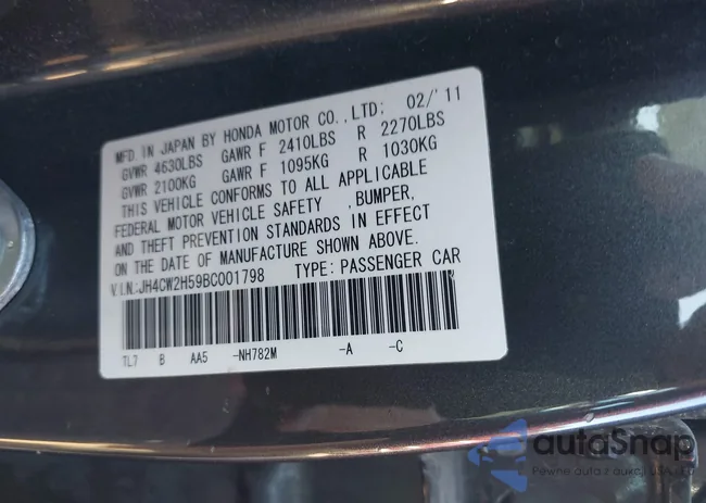 JH4CW2H59BC001798: 42951949