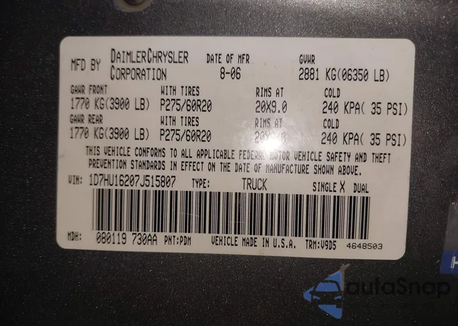 1D7HU16207J515807: 42951977