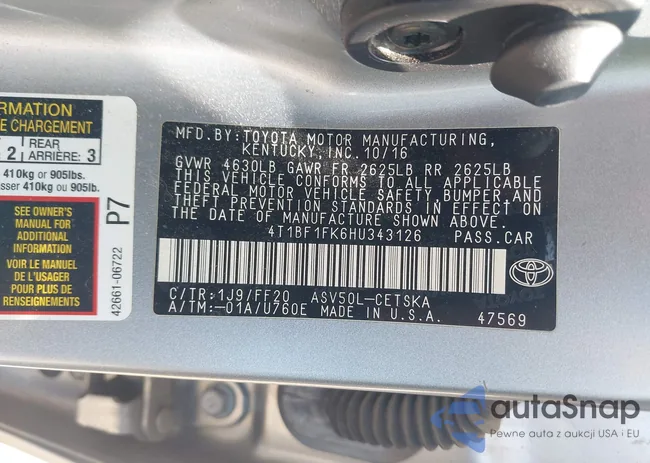 4T1BF1FK6HU343126: 42951331