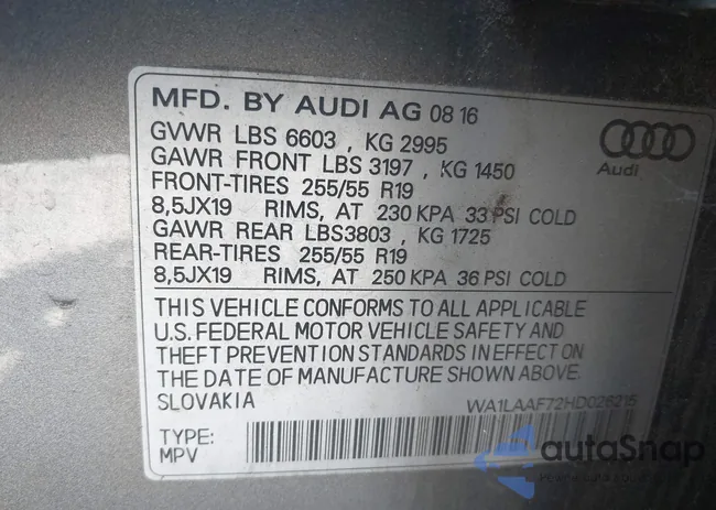 WA1LAAF72HD026215: 42951353