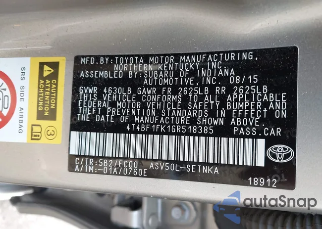 4T4BF1FK1GR518385: 42951448