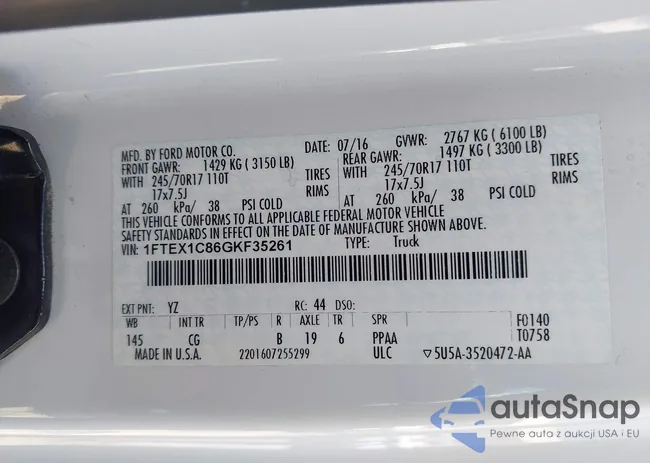 1FTEX1C86GKF35261: 42952774