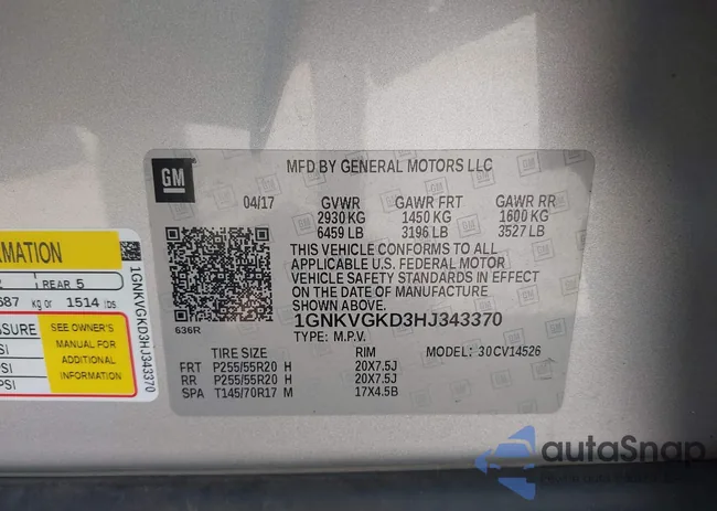 1GNKVGKD3HJ343370: 42952994