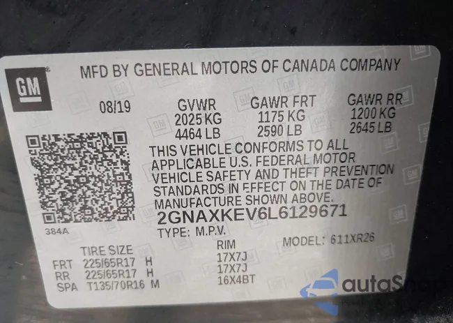 2GNAXKEV6L6129671: 42952207