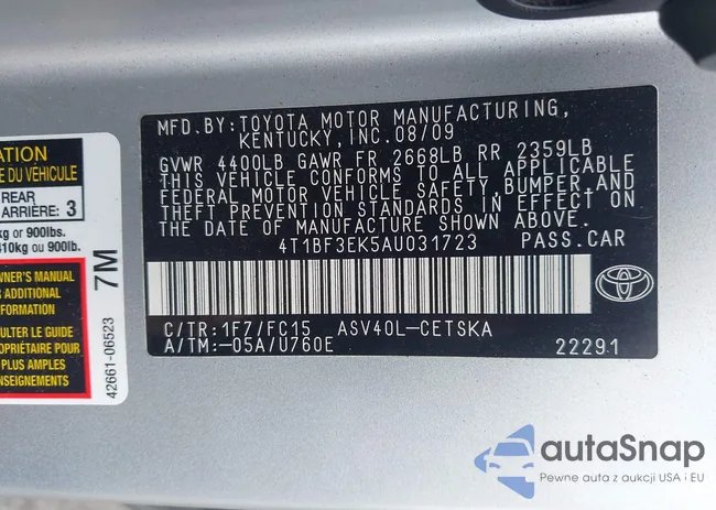 4T1BF3EK5AU031723: 42952257