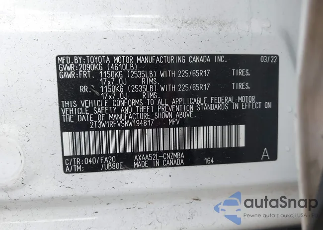 2T3W1RFV5NW194817: 42952308