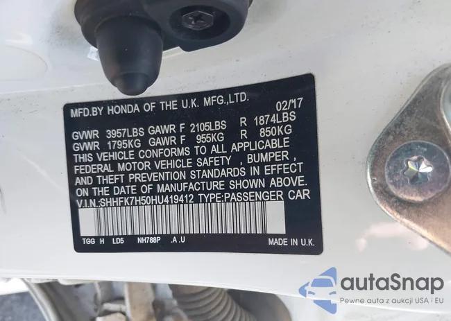 SHHFK7H50HU419412: 42952325