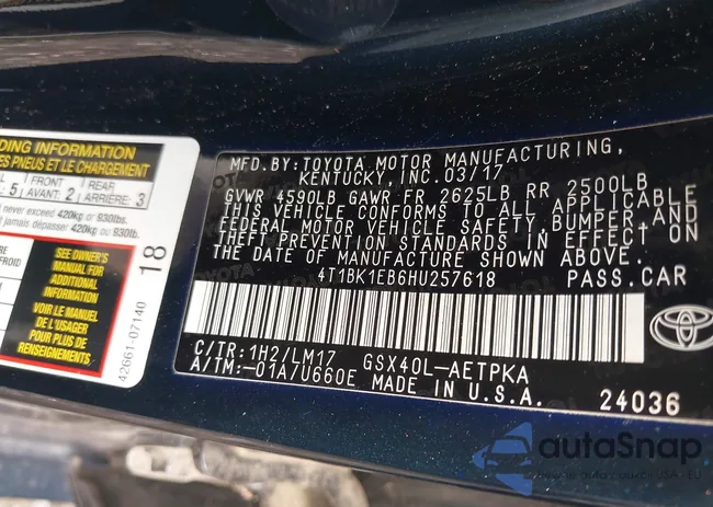 4T1BK1EB6HU257618: 42953543