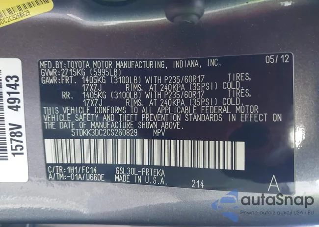 5TDKK3DC2CS260829: 42953563