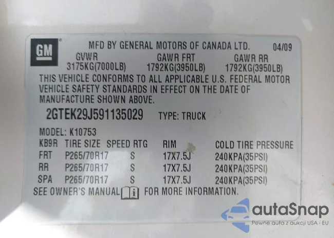 2GTEK29J591135029: 42953994