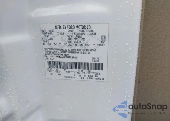 1FTPW14V08KB23600: 42954054