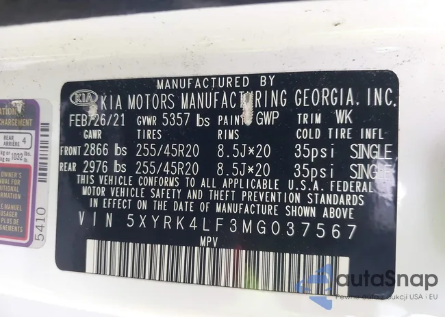 5XYRK4LF3MG037567: 42954062