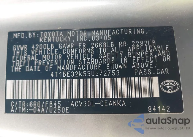 4T1BE32K55U572753: 42954567