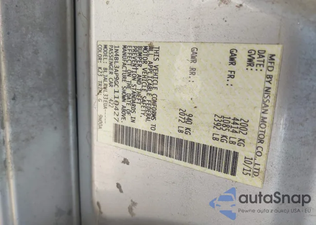 1N4BL3AP9GC110427: 42954671