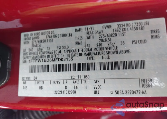 1FTFW1ED6MFD03135: 42954887