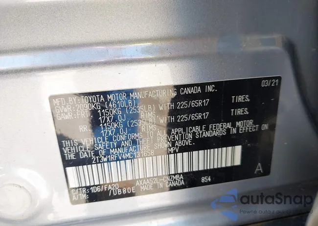 2T3W1RFV4MC131658: 42955100