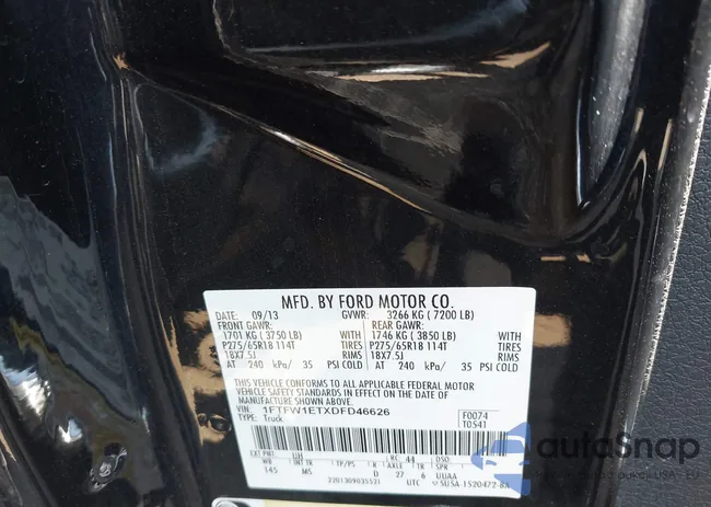 1FTFW1ETXDFD46626: 42954132