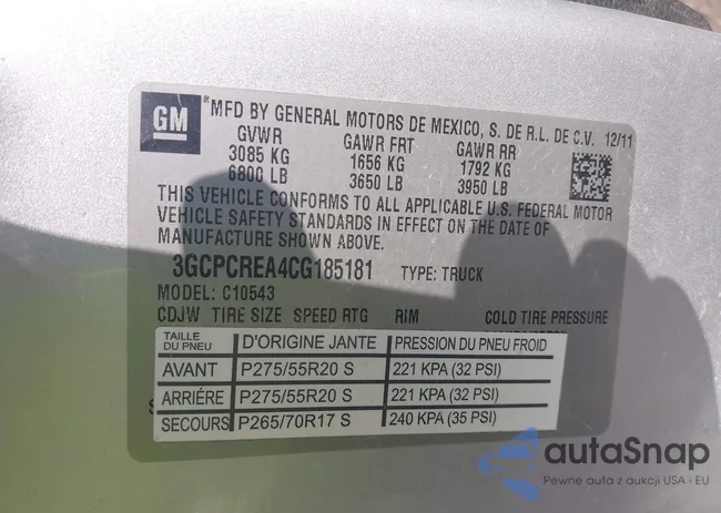 3GCPCREA4CG185181: 42954321