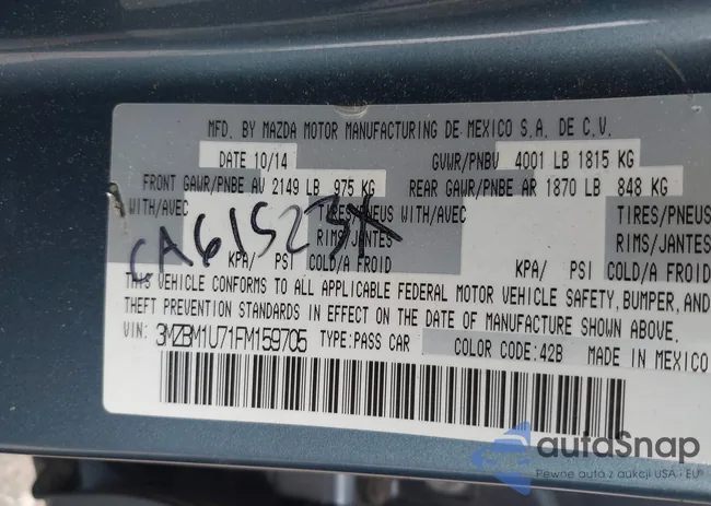 3MZBM1U71FM159705: 42955547