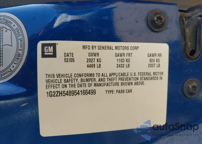 1G2ZH548954166499: 42955665