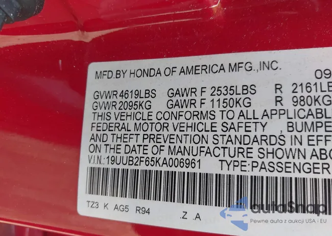 19UUB2F65KA006961: 42956041