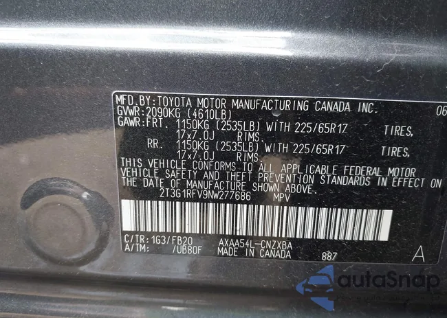 2T3G1RFV9NW277686: 42955147