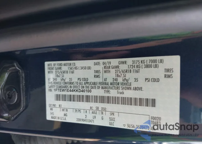 1FTEW1E44KKD46100: 42955472