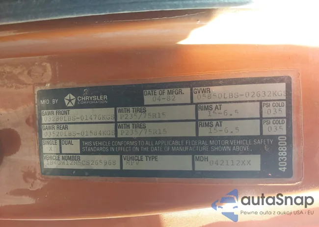 1B4GW12R5CS265968: 42956533