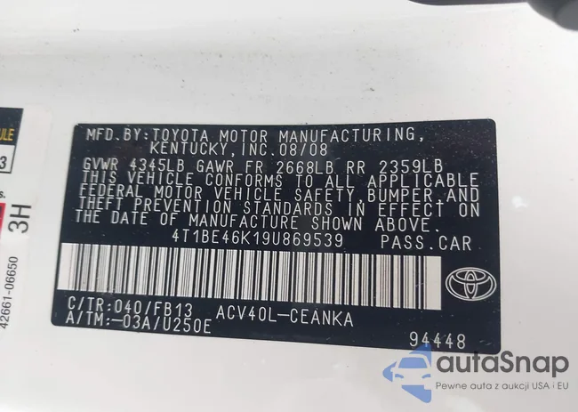 4T1BE46K19U869539: 42956547