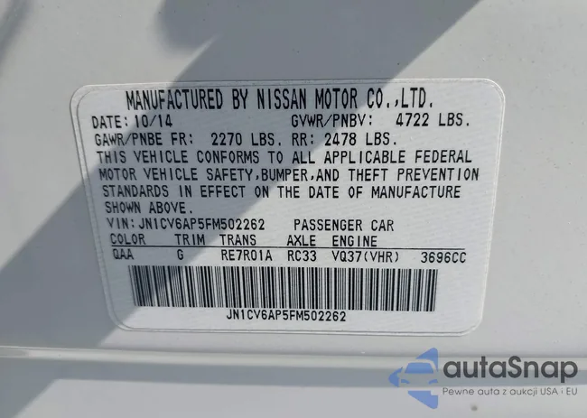 JN1CV6AP5FM502262: 42956610