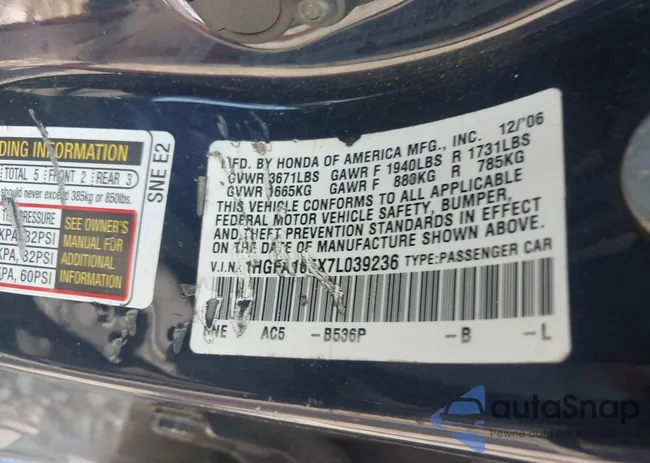 1HGFA165X7L039236: 42956761